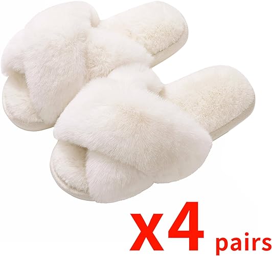 Women's Fuzzy Slippers, House Slippers, Open Toe Slippers Women's Fuzzy Slippers, House Slippers, Open Toe Slippers